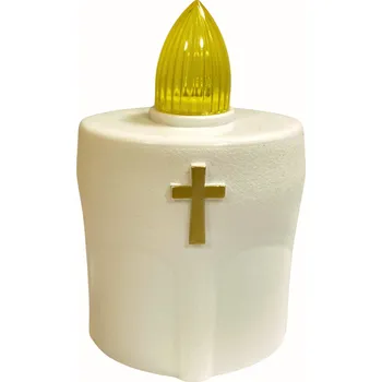 Svíčka LED svíčka bílá s křížkem bílá s křížkem, dekorační svíčka