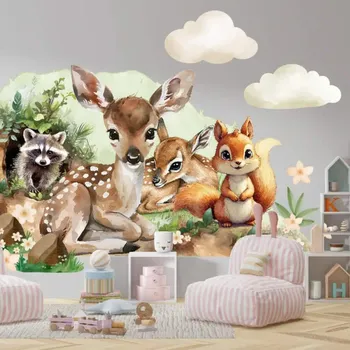 Samolepící dekorace Akvarelová samolepka - lesní zvířata Šírka: 50 cm | Dĺžka: 100 cm