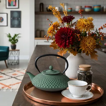 AROMELIO Litinová čajová konvice s filtrem MIKA, 1250 ml, modrá