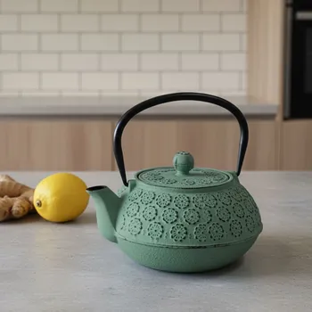 Konvice na čaj AROMELIO Litinová čajová konvice s filtrem KUMO, 1000 ml, mátový