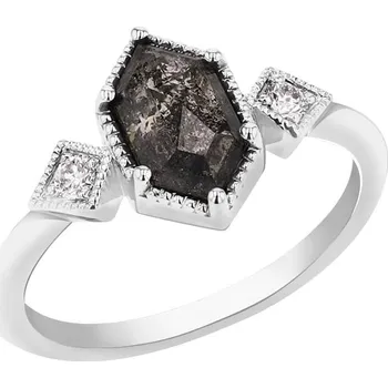 Prsten Prsten s hexagon salt and pepper diamantem Leyla