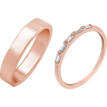 Prsten Prsten s lab-grown baguette diamanty a pánský plochý prsten Hari