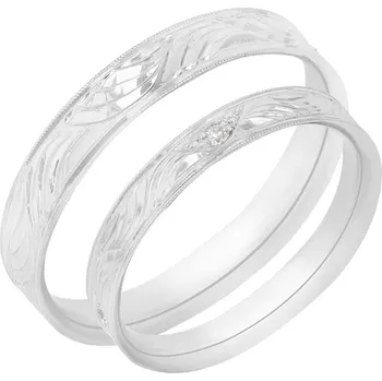 Prsten Zlaté snubní prsteny s gravírem a diamanty Davis