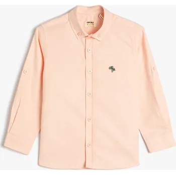 Dámská košile Košile Koton s dlouhým rukávem, vyšívanými detaily a bavlnou Koton krémová 2298858