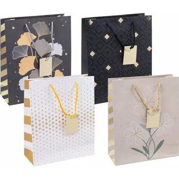 Dárková taška DONAU Dárková taška 25×30×10 cm mix vzorů zlatá 1 ks