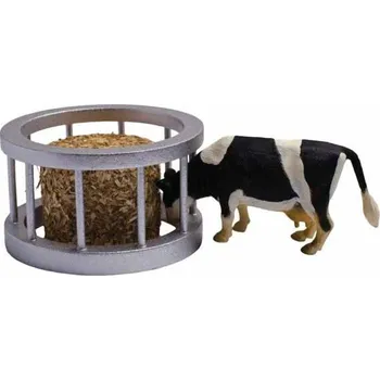 Dřevěná hračka Kids Globe kruhový krmelec s krávou v měřítku 1 : 32