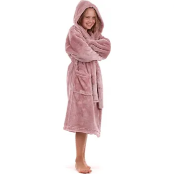 Dámský župan Dětský dlouhý župan s kapucí LILLY a JACK EXTRA světle fialová - 128