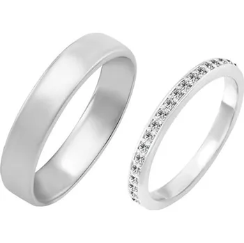 Prsten Dámský eternity prsten s moissanity a komfortní pánský prsten Mewya