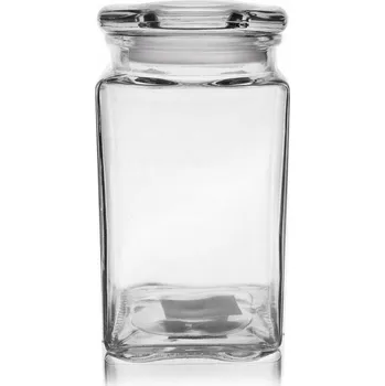 Dóza na potraviny Nádoba na potraviny skleněná, čtvercová, 1,4 l