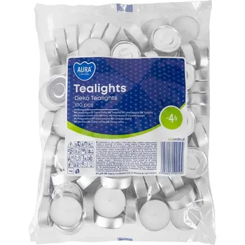 Svíčka Parafínová čajová svíčka Bez vůně Aura 100 ks