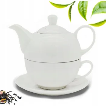 Konvička 450 ml 3v1 Šálek Podšálek Bílý Džbánek na Kávu Čaj Sada