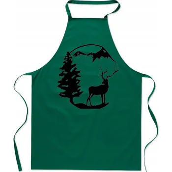 Kuchyňská zástěra KUCHYŇSKÁ ZÁSTĚRA JELEN LES HORY PRO MYSLIVCE DÁREK