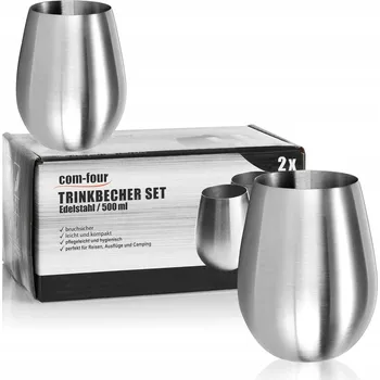 Hrnek 2x HRNEK NA VÍNO Z NEREZOVÉ OCELI, kov, 500 ml