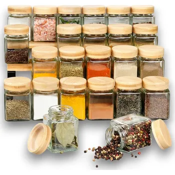 Dóza na potraviny Sada 24ks hranatých kořenek s bambusovým víčkem(24 x 100 ml) - VILDE