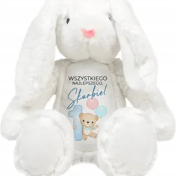 plyšák Medvídek Plyšový Mazlíček Přítulníček Králík Bílý DRUHÉ NAROZENINY Dárek pro dítě