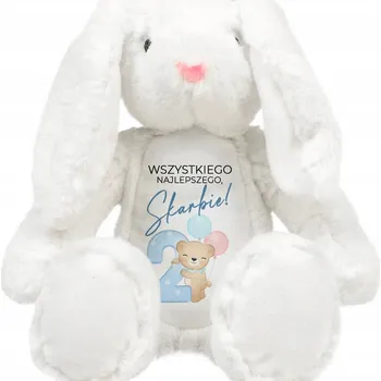 plyšák Medvídek Plyšový Mazlíček Přítulníček Králík Bílý DRUHÉ NAROZENINY Dárek pro dítě