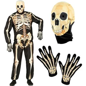 WIDMANN Dětský kostým na halloween kostlivec 140 (8-10 let) (bunda, kalhoty, rukavice, maska)
