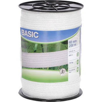 BRAVSON GROUP s.r.o. Ohradníková páska KERBL 441522 BASIC 40mm, 200m, 8 x 0,16 Niro, bílá