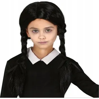 Karnevalová paruka Guirca paruka dlouhé černé vlasy s copánky