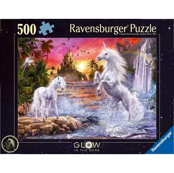 Puzzle Puzzle Ravensburger 500 dílků Svítící jednorožci nad řekou