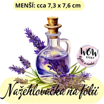 Nažehlovačky na fólii Nažehlovačka na fólii, LEVANDULE lahvička, 1 kus Zvolte VELIKOST motivu ZDE:: Menší