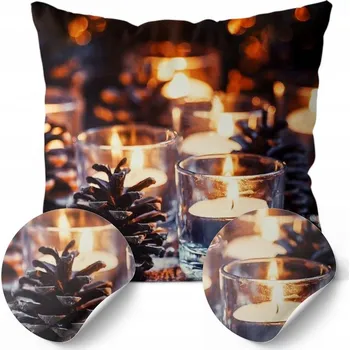 Povlak na polštářek VÁNOČNÍ POVLAK NA POLŠTÁŘ NA POLŠTÁŘ 45X45 CM DEKORATIVNÍ SVÍTÍCÍ LED