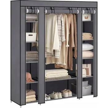 Šatní skříň Skříň Songmics SKŘÍŇ NA UBRANIA GARDEROBA Z MATERIAŁU 150 x 175 x 45 cm, odstíny šedé