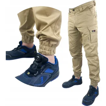Pracovní obuv Dlouhé pracovní kalhoty Duduwork Jogger Elastické Béžové vel. 50