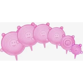 Dóza na potraviny Sada silikonových víček pro skladování potravin, 6 ks, růžová