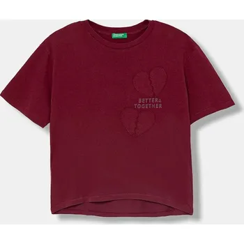 Chlapecké tričko Dětské bavlněné tričko United Colors of Benetton vínová barva, 3I1XC10QD 3I1XC10QD.G.seasonal. 93X, vel. 120