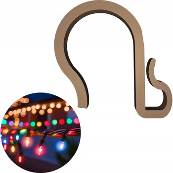 Vánoční dekorace Hák na okap HNĚDÝ držák pro vánoční světýlka girland ozdob zahrady