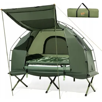 Stan Stan s markýzou a nafukovací matrací, spacákem a polštářem