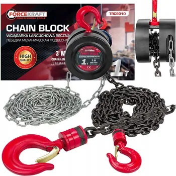 Stavební technika ŘETĚZOVÝ ZVEDÁK NAVIJÁK SILNÝ RUČNÍ NOSNOST 1 TUNA ŘETĚZ 3M