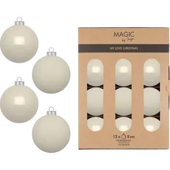 Vánoční dekorace Sada vánočních baněk 16432P812 8 cm bílá 12 ks