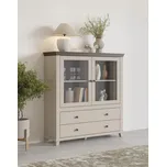 Vitrína Evora světlá béžová s přírodním dekorem dubu dunin