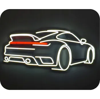 Obraz Neonová LED dekorace Porsche 911, vícebarevná, 60x30 cm, napájecí adaptér a dálkový ovladač