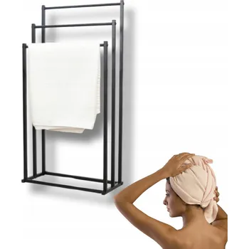 Věšák STOJAN VĚŠÁK NA RUČNÍKY STOJACÍ PODLAHOVÝ KOUPELNOVÝ 3 RAMENA KOVOVÝ