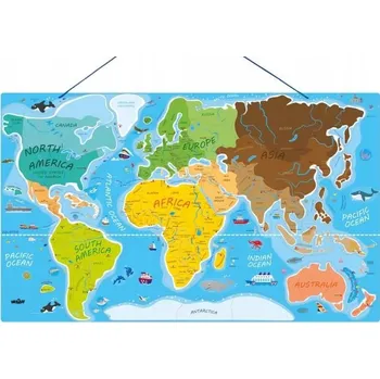 Kancelářský nábytek Magnetická tabule Woodyland Mapa světa – vzdělávací nástěnná tabule pro děti
