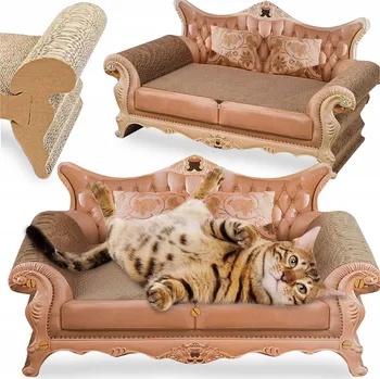 Nízké škrabadlo z kartonu růžové do 60 cm pro koťata a kočky velkých plemen