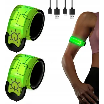 LED ODBLASKOVÁ PÁSKA NA RUKU/PAŽI PRO BĚHÁNÍ, KOLO, REFLEXNÍ AKUMULÁTOR x2