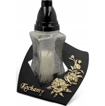 Svíčka Hřbitovní Svíčka Kovový Čtverec se zlatou kalií a nápisem Podstavec kovový 25 cm