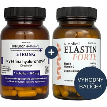 N-Medical Zvýhodněná sada Hyaluron N-Medical STRONG 100 tobolek + Elastin FORTE 100 tobolek