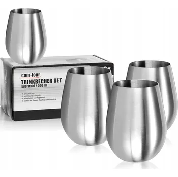 Hrnek 4x HRNEK NA VÍNO Z NEREZOVÉ OCELI, kov 500 ml
