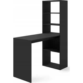 Psací stůl Počítačový stůl s regálem a policemi HARMONY 150x50x120 cm, ČERNÁ MATNÁ