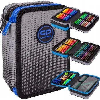 Školní penál s vybavením tříkomorový Gradient Grey Coolpack