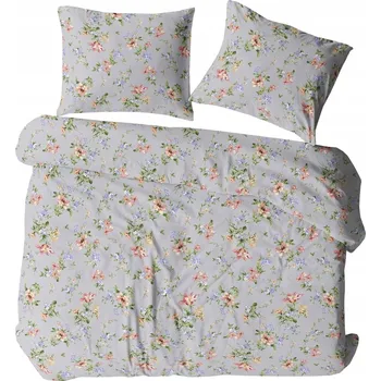 Povlečení Bavlněné Povlečení 160x200 POLSKÁ KŮRA 100% BAVLNA květinový vzor šedá