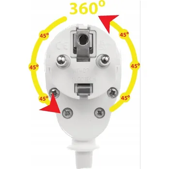 Elektrická zásuvka ÚHLOVÁ ZÁSUVKA S UZEMNĚNÍM BÍLÁ OTOČNÁ WT-07 ELGOTECH
