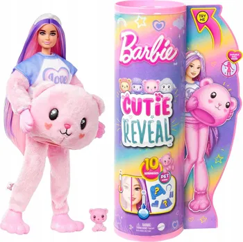 Panenka Barbie Cutie Reveal Panenka Barbie Růžový medvídek + zvířátko HKR04