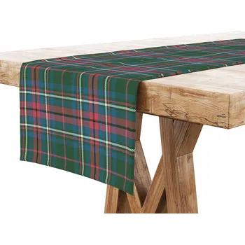ubrus Vánoční běhoun na stůl 40x160 cm, kostkovaný, tmavě modro-zelený 8775