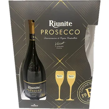 Riunite Spumante Brut + 2 skleničky, Gift Box BLACK, 0,75l
